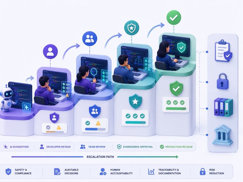 Escalation model for AI-generated code in regulated engineering environments